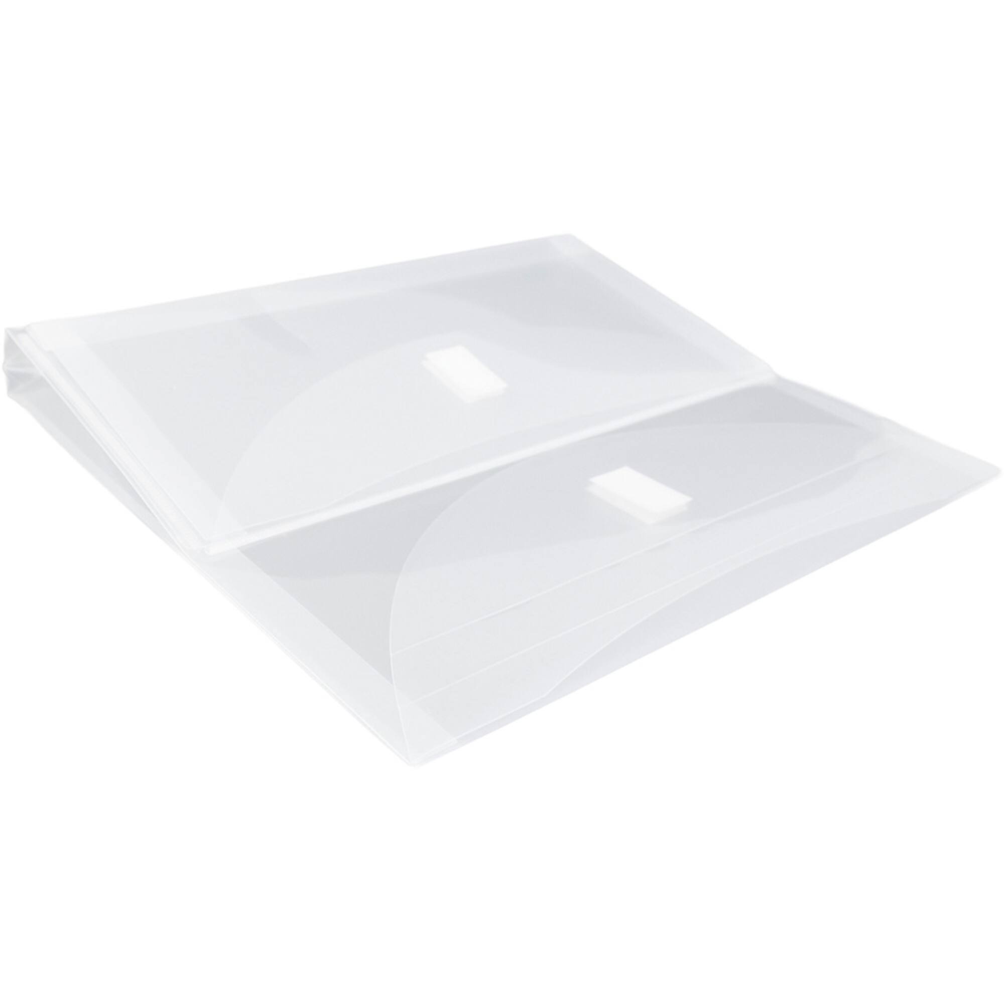 JAM Paper 9.5" x 11.5" Clear 2-Pocket Plastic Hook & Loop Closure Envelopes, 12ct.